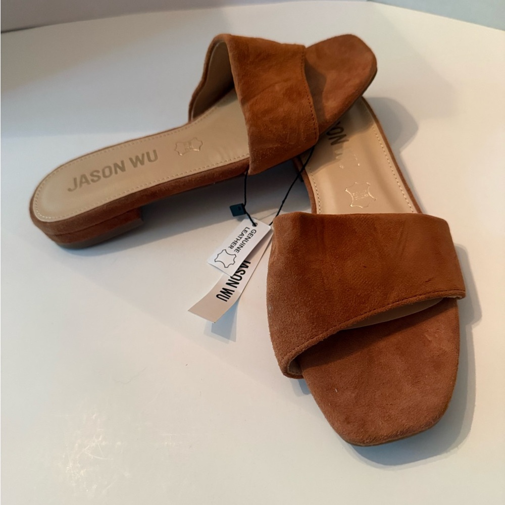 Jason Wu Rust Brown Genuine Leather Slide Mules Women’s 6.5 NEW